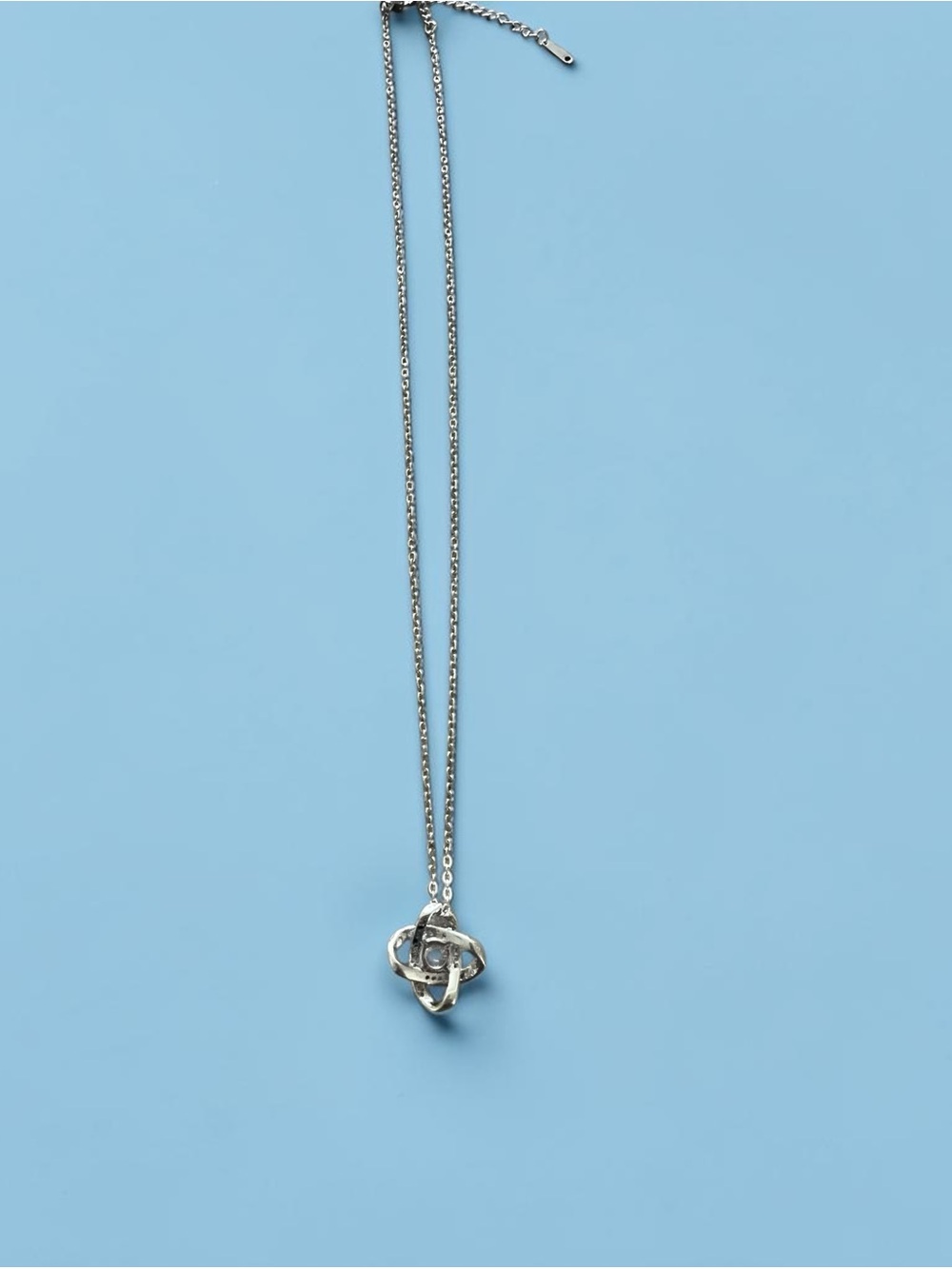 Silver-Tone Interlocking Love Knot Pendant Necklace